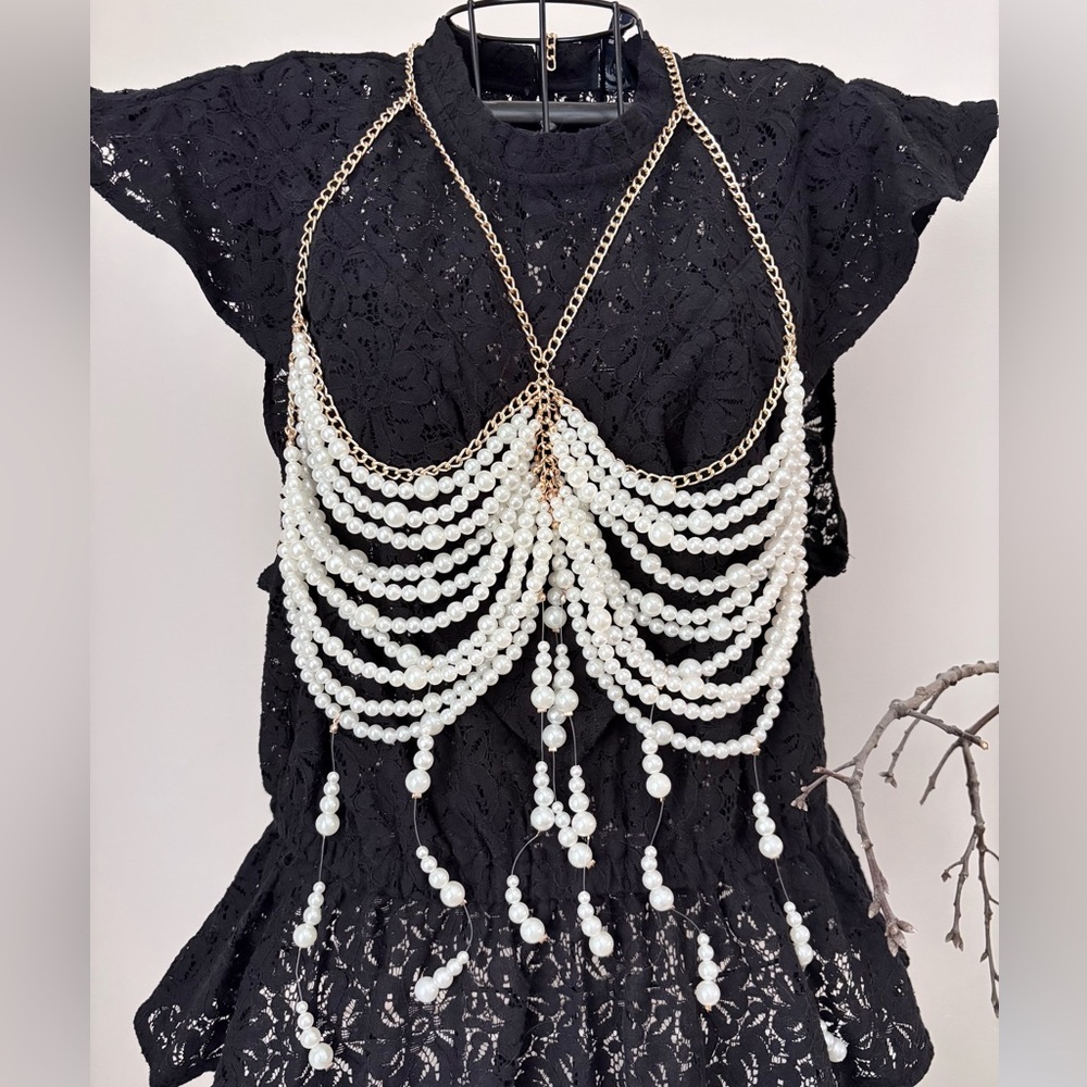 Pearl Beaded Chain Top